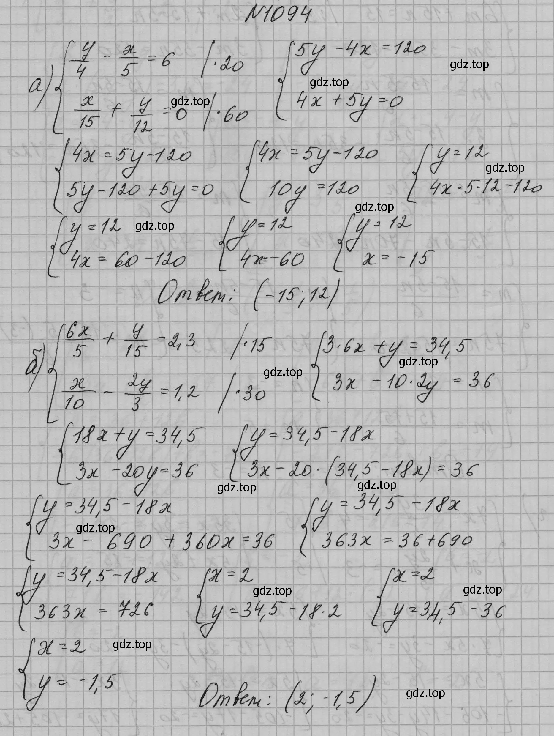 Решение номер 1094 (страница 216) гдз по алгебре 7 класс Макарычев, Миндюк, учебник