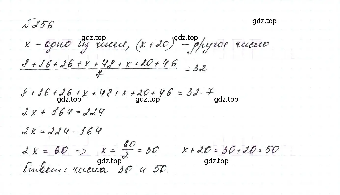 Решение 6. номер 256 (страница 54) гдз по алгебре 7 класс Макарычев, Миндюк, учебник