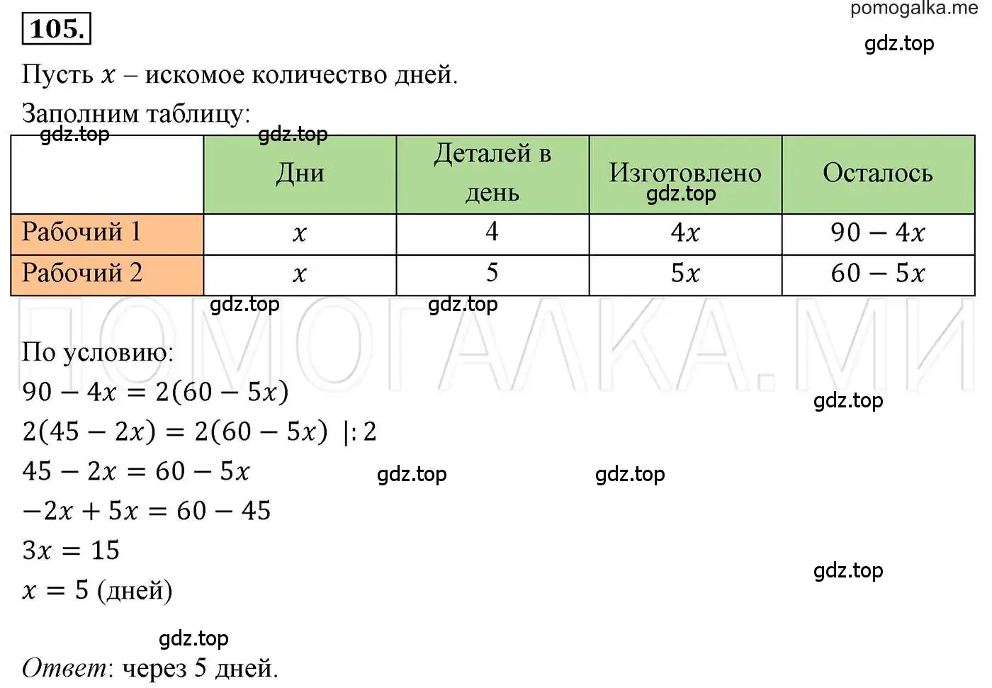 Решение 3. номер 105 (страница 23) гдз по алгебре 7 класс Мерзляк, Полонский, учебник