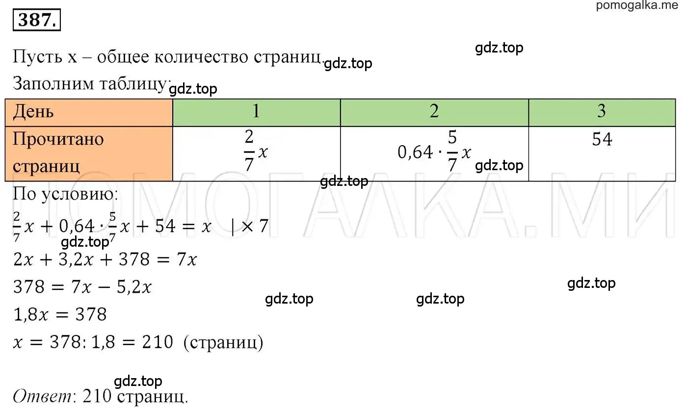Решение 3. номер 387 (страница 74) гдз по алгебре 7 класс Мерзляк, Полонский, учебник