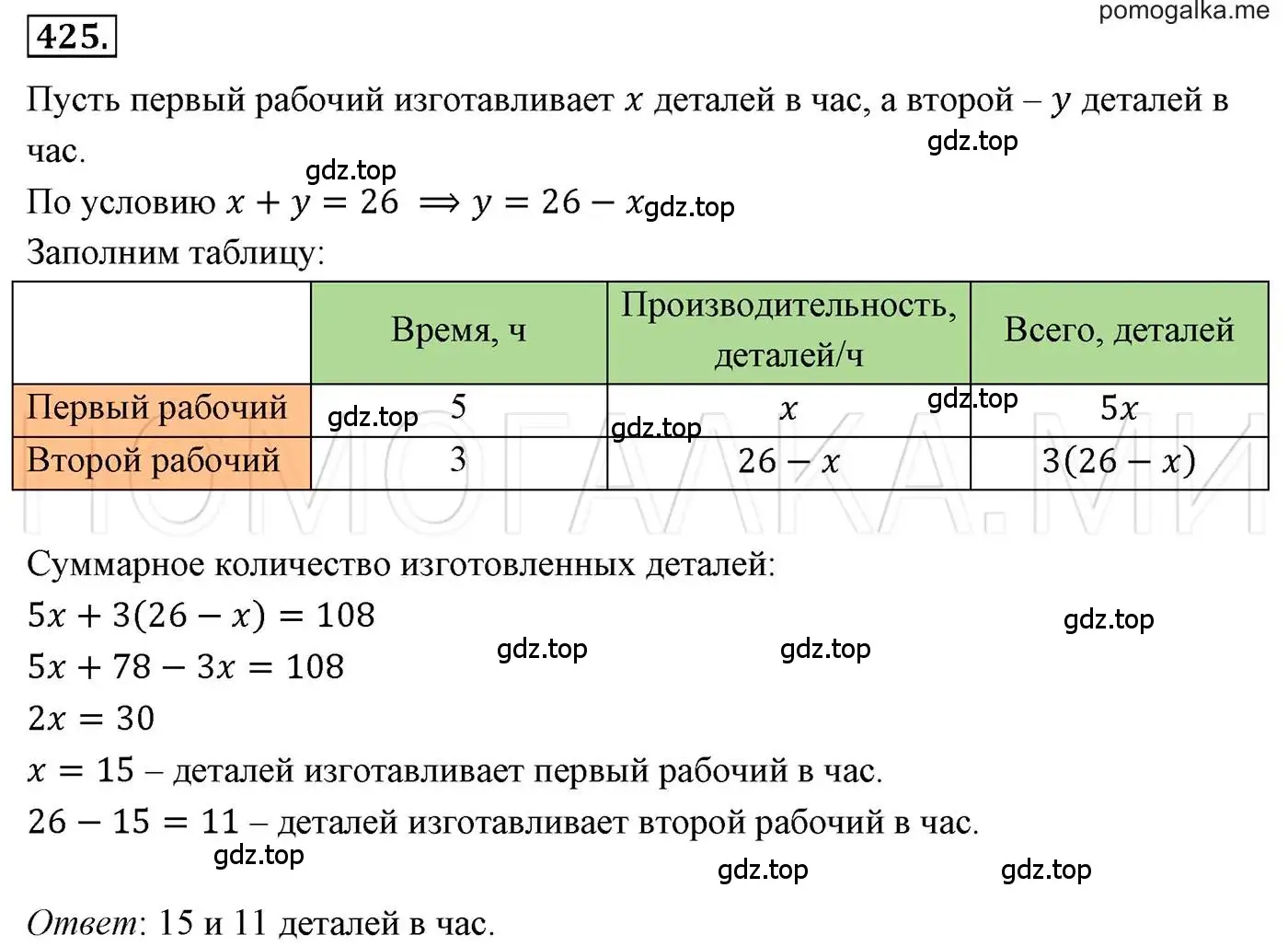 Решение 3. номер 425 (страница 79) гдз по алгебре 7 класс Мерзляк, Полонский, учебник