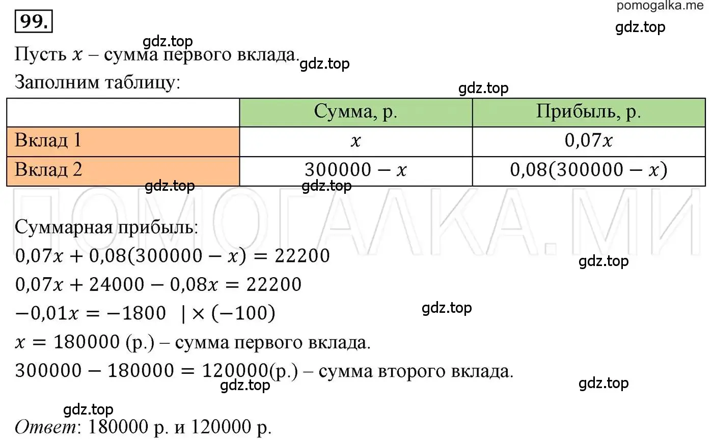 Решение 3. номер 99 (страница 23) гдз по алгебре 7 класс Мерзляк, Полонский, учебник