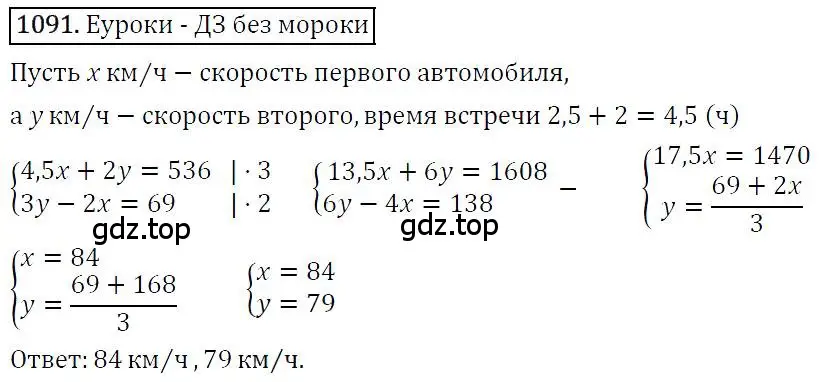 Решение 4. номер 1091 (страница 217) гдз по алгебре 7 класс Мерзляк, Полонский, учебник