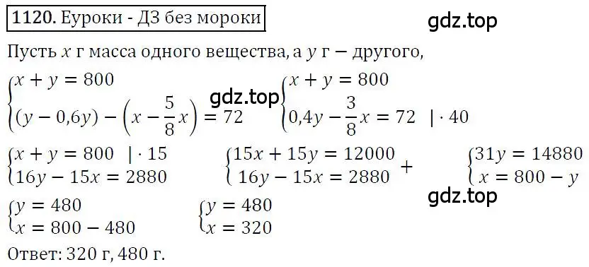 Решение 4. номер 1120 (страница 220) гдз по алгебре 7 класс Мерзляк, Полонский, учебник