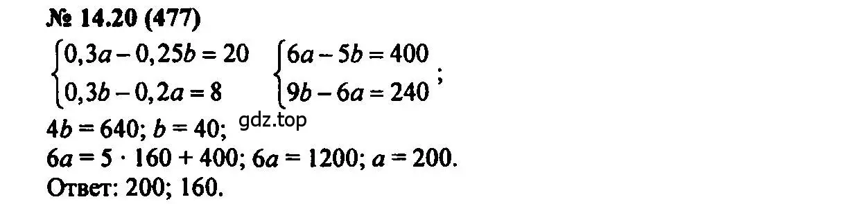 Решение 2. номер 14.20 (страница 77) гдз по алгебре 7 класс Мордкович, задачник 2 часть