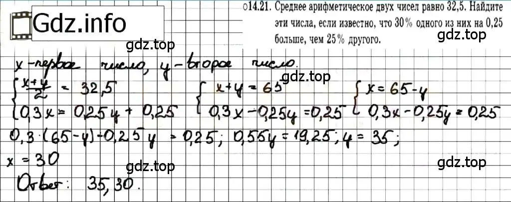 Решение 7. номер 14.21 (страница 77) гдз по алгебре 7 класс Мордкович, задачник 2 часть