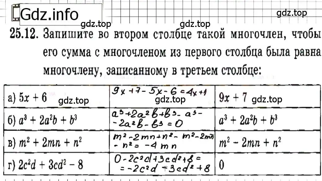 Решение 7. номер 25.12 (страница 119) гдз по алгебре 7 класс Мордкович, задачник 2 часть