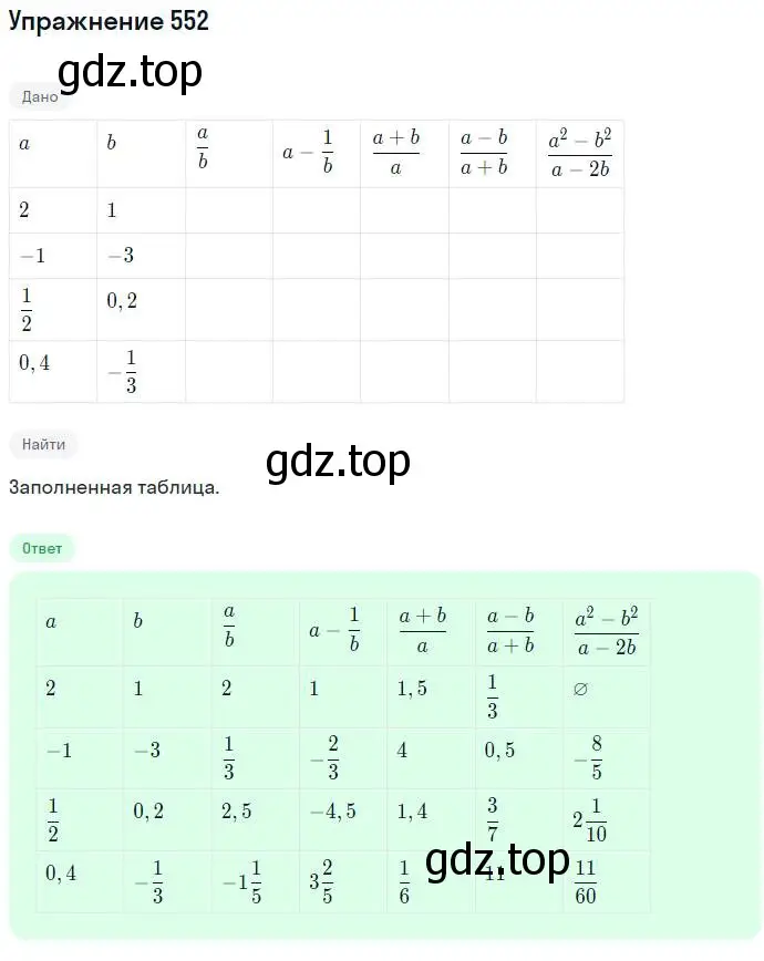 Решение номер 552 (страница 142) гдз по алгебре 7 класс Никольский, Потапов, учебник