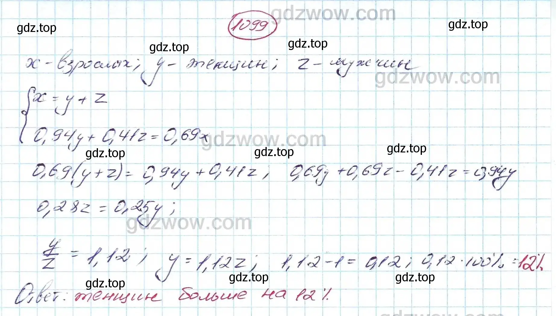 Решение 5. номер 1099 (страница 264) гдз по алгебре 7 класс Никольский, Потапов, учебник