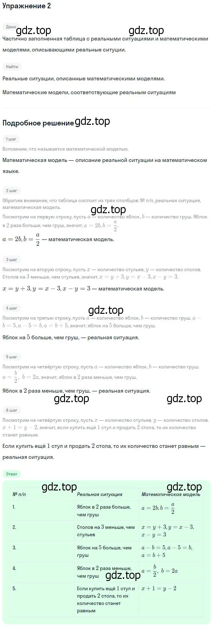 Решение номер 2 (страница 9) гдз по алгебре 7 класс Ключникова, Комиссарова, рабочая тетрадь