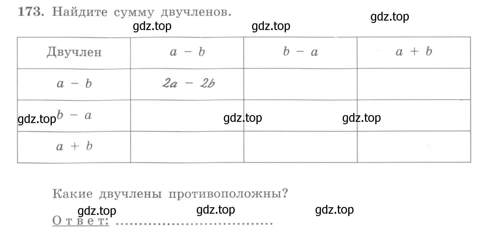 Условие номер 173 (страница 80) гдз по алгебре 7 класс Минаева, Рослова, рабочая тетрадь