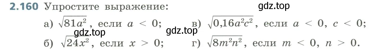 Условие номер 2.160 (страница 102) гдз по алгебре 8 класс Дорофеев, Суворова, учебник