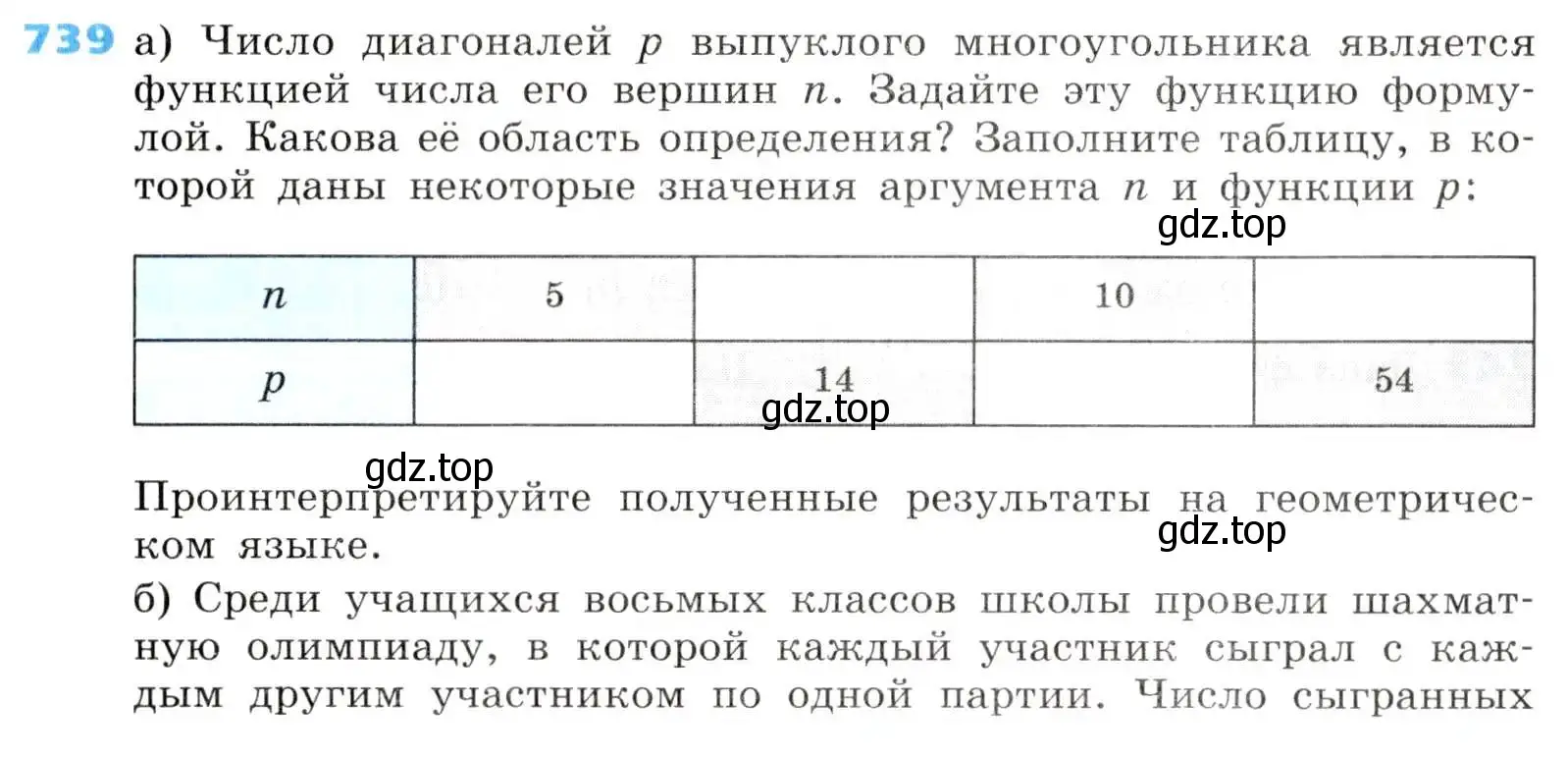 Условие номер 739 (страница 239) гдз по алгебре 8 класс Дорофеев, Суворова, учебник