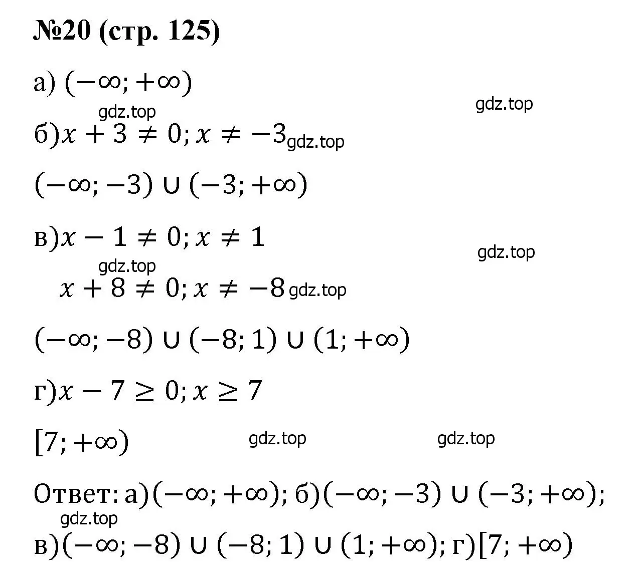 Решение номер 20 (страница 125) гдз по алгебре 8 класс Крайнева, Миндюк, рабочая тетрадь 2 часть