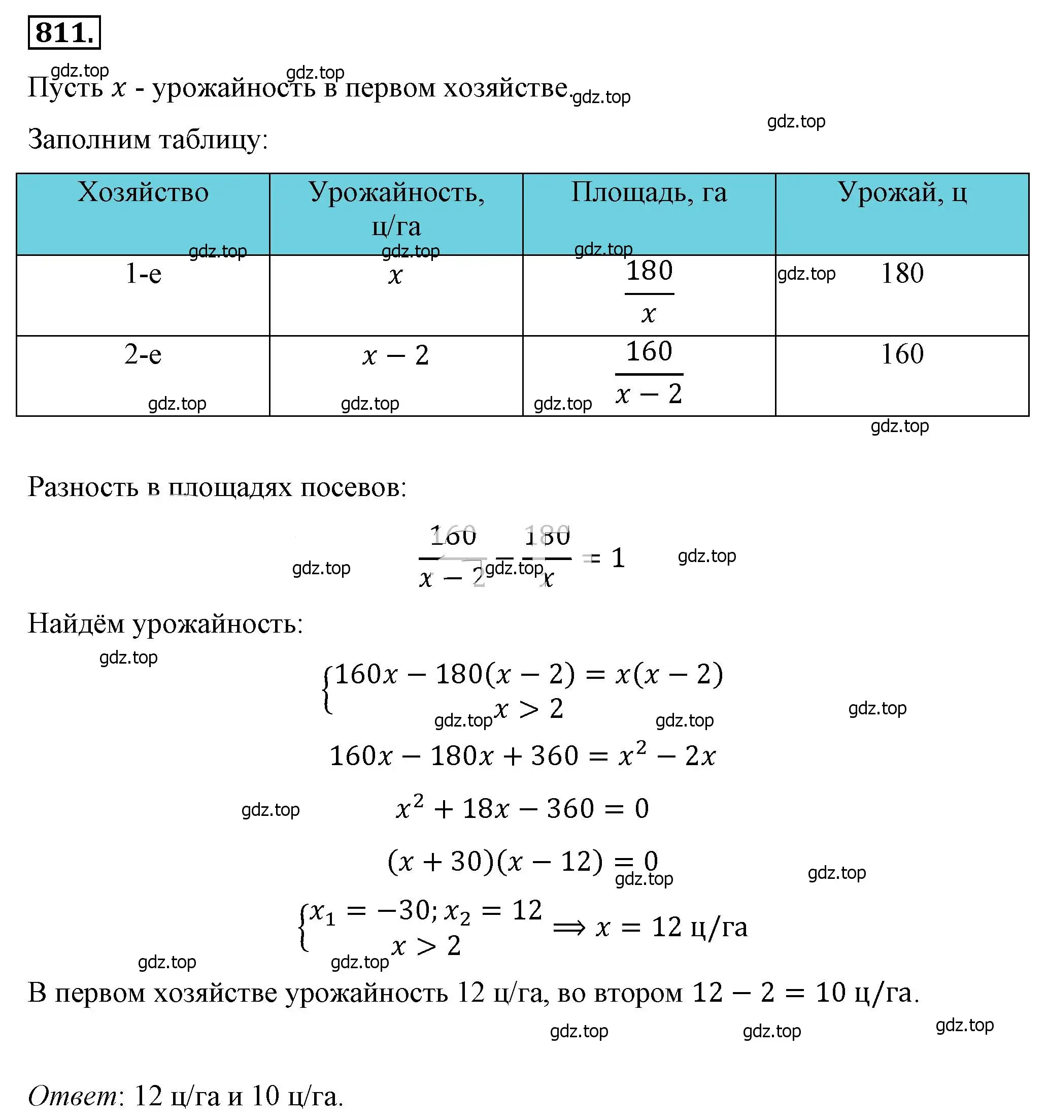 Решение 4. номер 811 (страница 181) гдз по алгебре 8 класс Макарычев, Миндюк, учебник