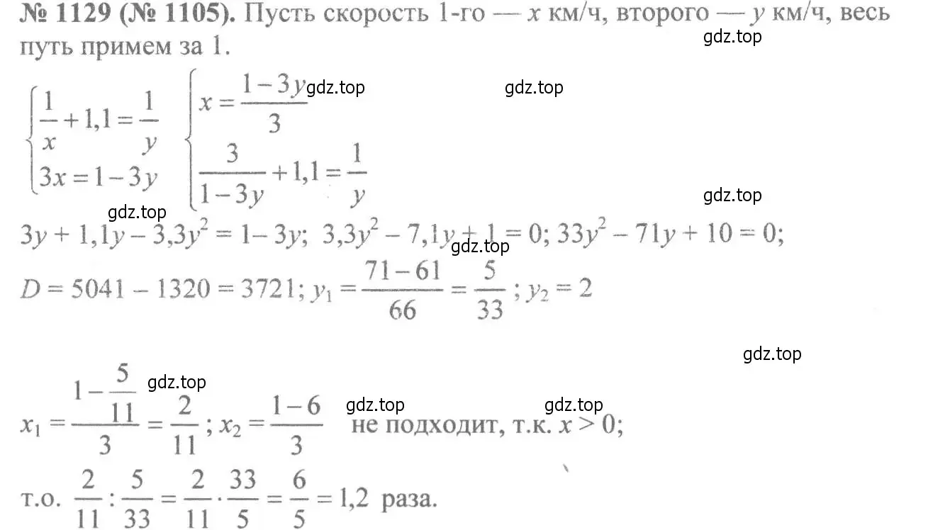 Решение 7. номер 1129 (страница 256) гдз по алгебре 8 класс Макарычев, Миндюк, учебник