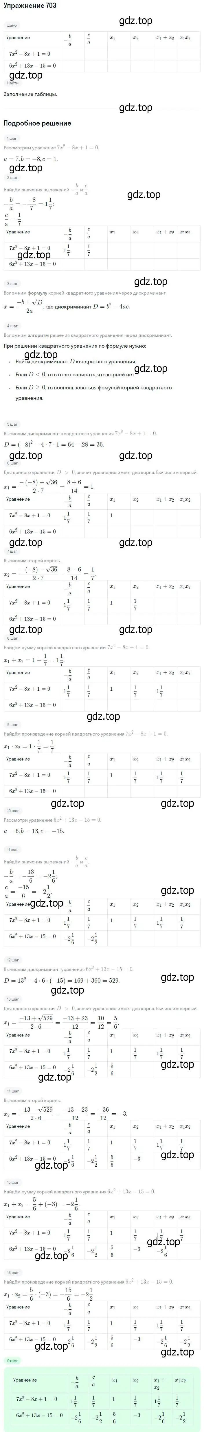 Решение номер 703 (страница 172) гдз по алгебре 8 класс Мерзляк, Полонский, учебник