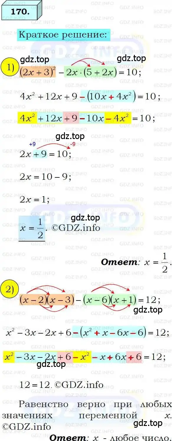 Решение 3. номер 170 (страница 40) гдз по алгебре 8 класс Мерзляк, Полонский, учебник