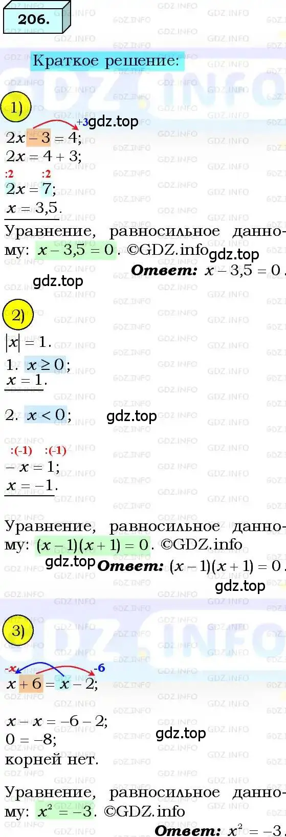 Решение 3. номер 206 (страница 56) гдз по алгебре 8 класс Мерзляк, Полонский, учебник