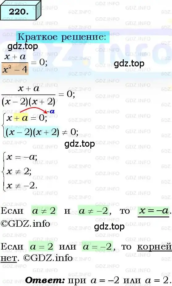 Решение 3. номер 220 (страница 58) гдз по алгебре 8 класс Мерзляк, Полонский, учебник