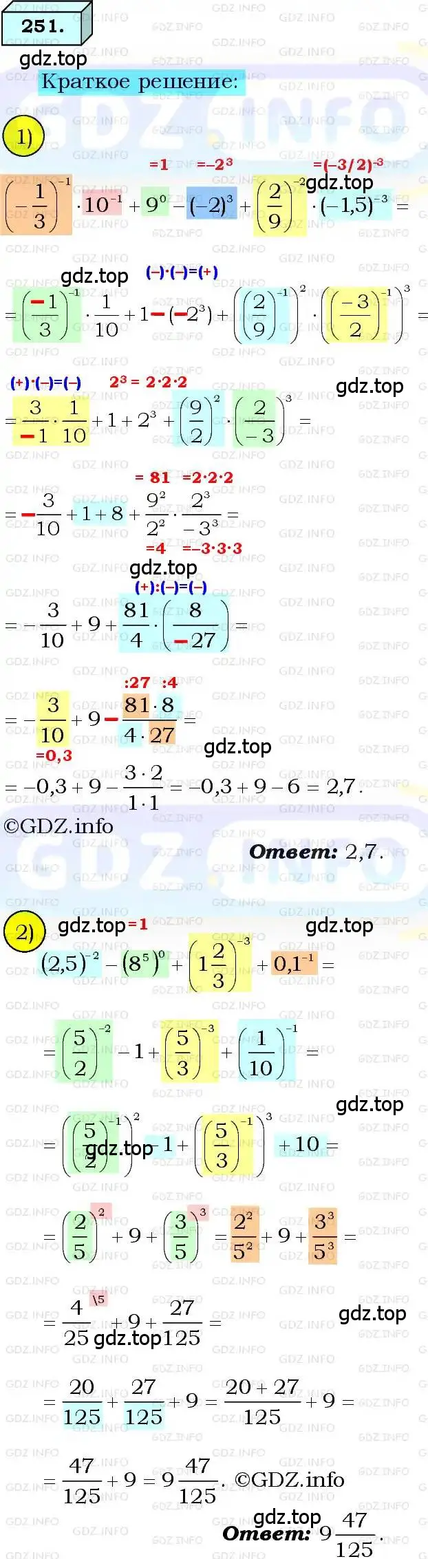 Решение 3. номер 251 (страница 64) гдз по алгебре 8 класс Мерзляк, Полонский, учебник