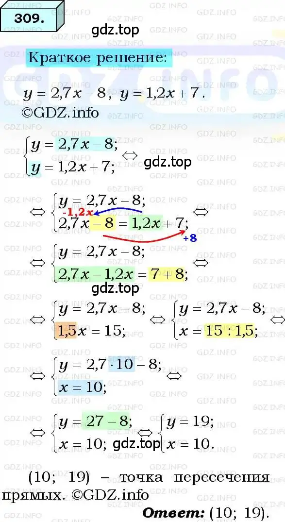 Решение 3. номер 309 (страница 74) гдз по алгебре 8 класс Мерзляк, Полонский, учебник