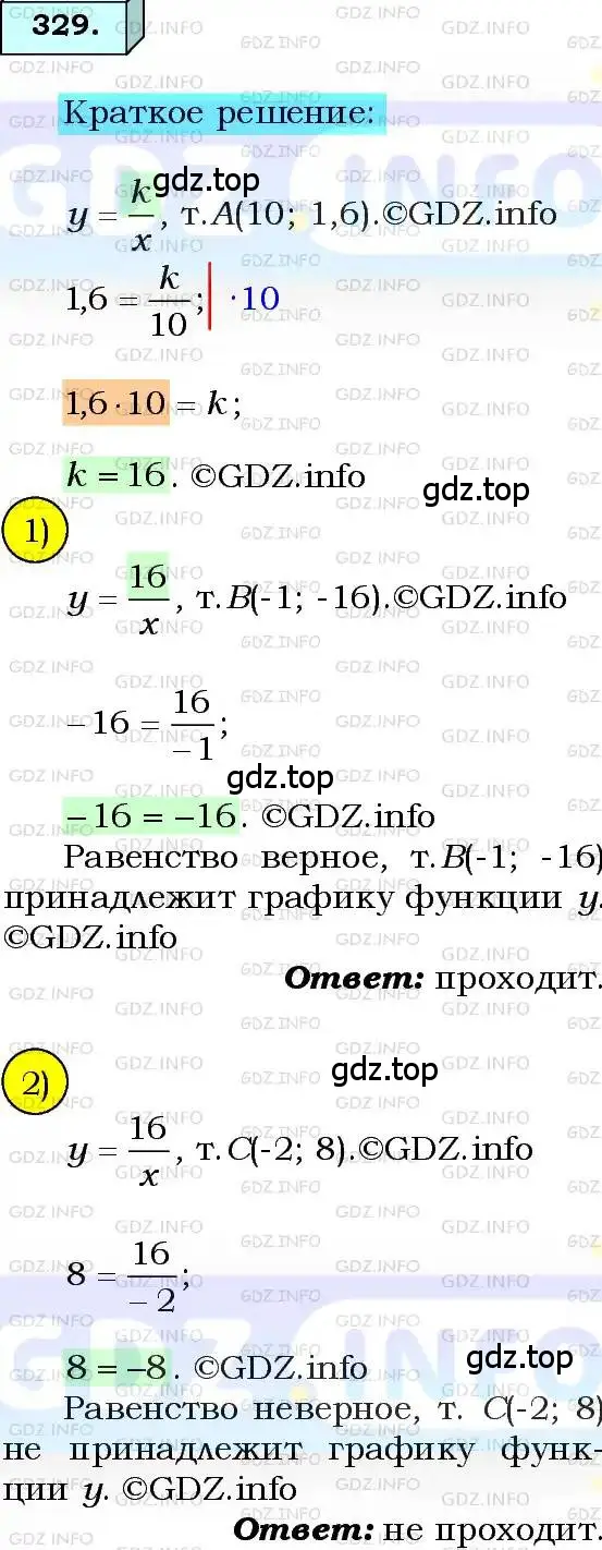 Решение 3. номер 329 (страница 82) гдз по алгебре 8 класс Мерзляк, Полонский, учебник