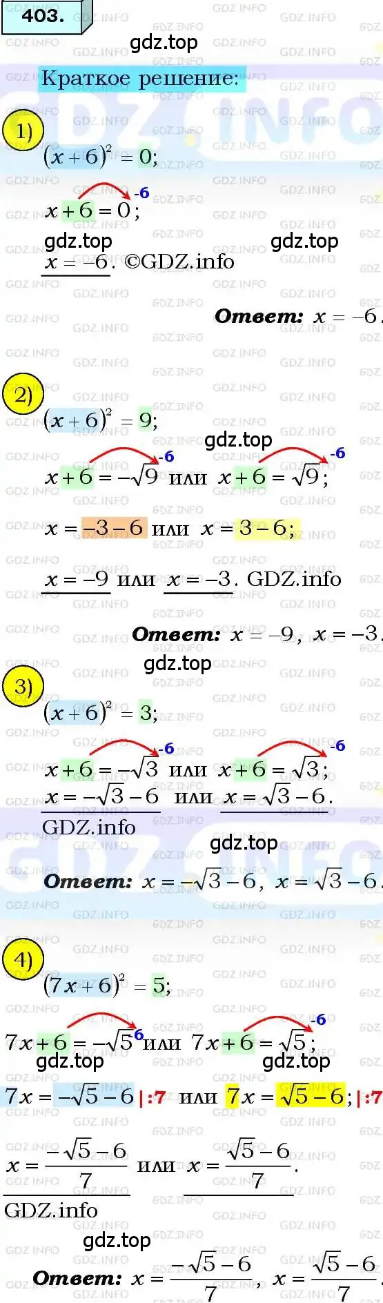 Решение 3. номер 403 (страница 102) гдз по алгебре 8 класс Мерзляк, Полонский, учебник