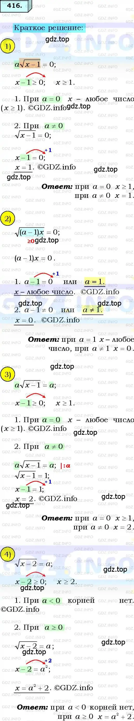 Решение 3. номер 416 (страница 103) гдз по алгебре 8 класс Мерзляк, Полонский, учебник