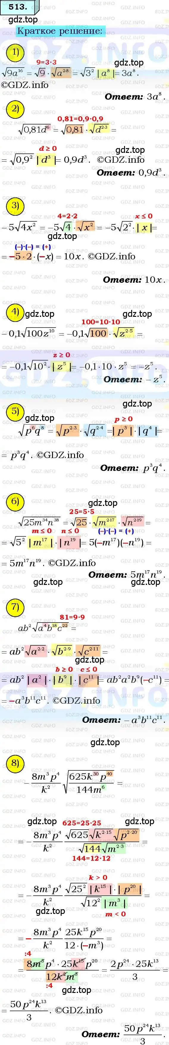 Решение 3. номер 513 (страница 132) гдз по алгебре 8 класс Мерзляк, Полонский, учебник