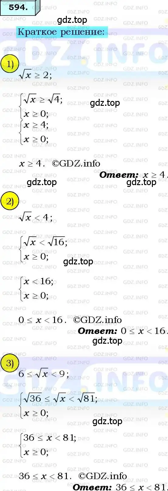 Решение 3. номер 594 (страница 148) гдз по алгебре 8 класс Мерзляк, Полонский, учебник