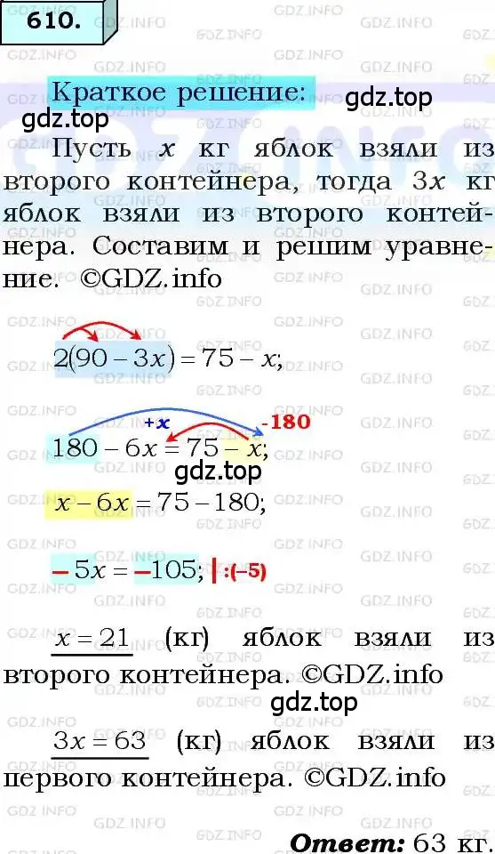 Решение 3. номер 610 (страница 150) гдз по алгебре 8 класс Мерзляк, Полонский, учебник