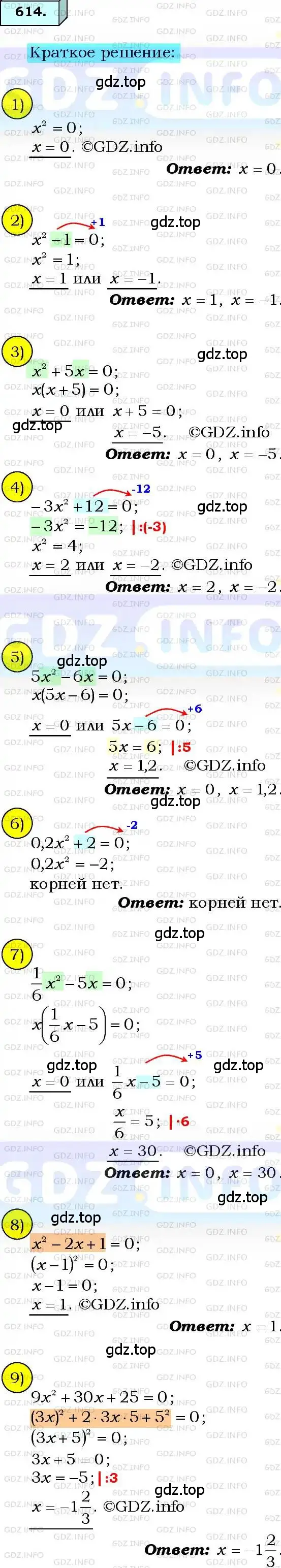 Решение 3. номер 614 (страница 150) гдз по алгебре 8 класс Мерзляк, Полонский, учебник