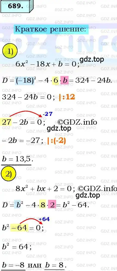 Решение 3. номер 689 (страница 171) гдз по алгебре 8 класс Мерзляк, Полонский, учебник