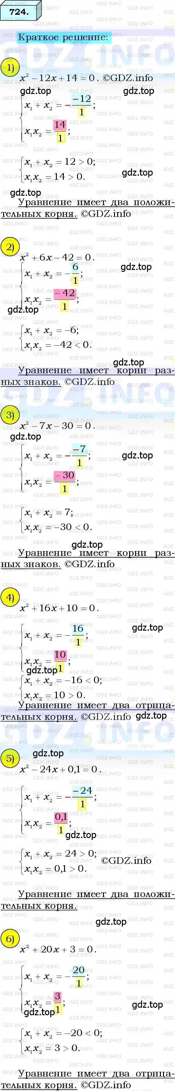 Решение 3. номер 724 (страница 178) гдз по алгебре 8 класс Мерзляк, Полонский, учебник