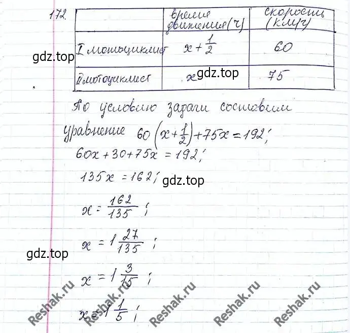Решение 6. номер 172 (страница 40) гдз по алгебре 8 класс Мерзляк, Полонский, учебник