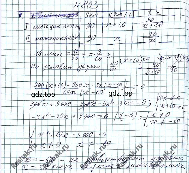 Решение 6. номер 803 (страница 199) гдз по алгебре 8 класс Мерзляк, Полонский, учебник