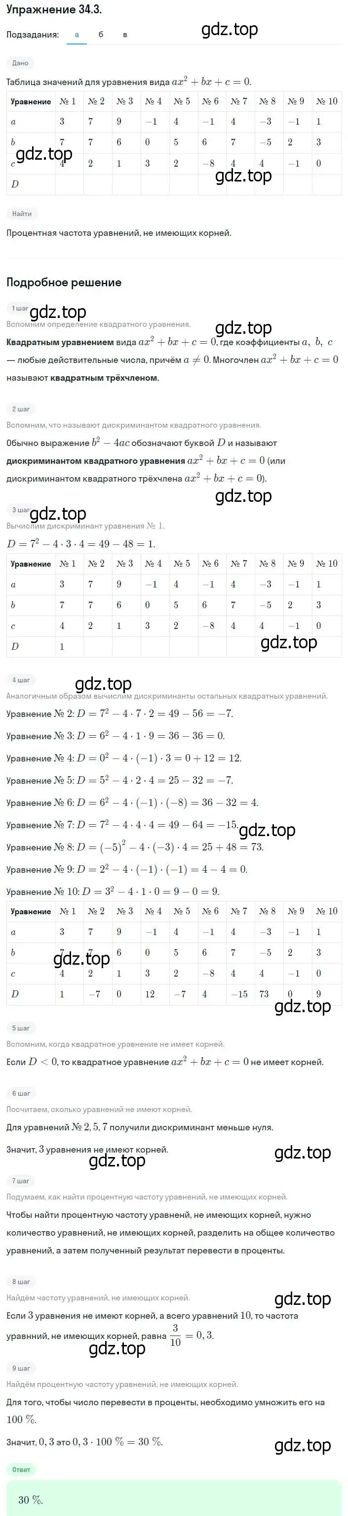 Решение номер 34.3 (страница 190) гдз по алгебре 8 класс Мордкович, Александрова, задачник 2 часть