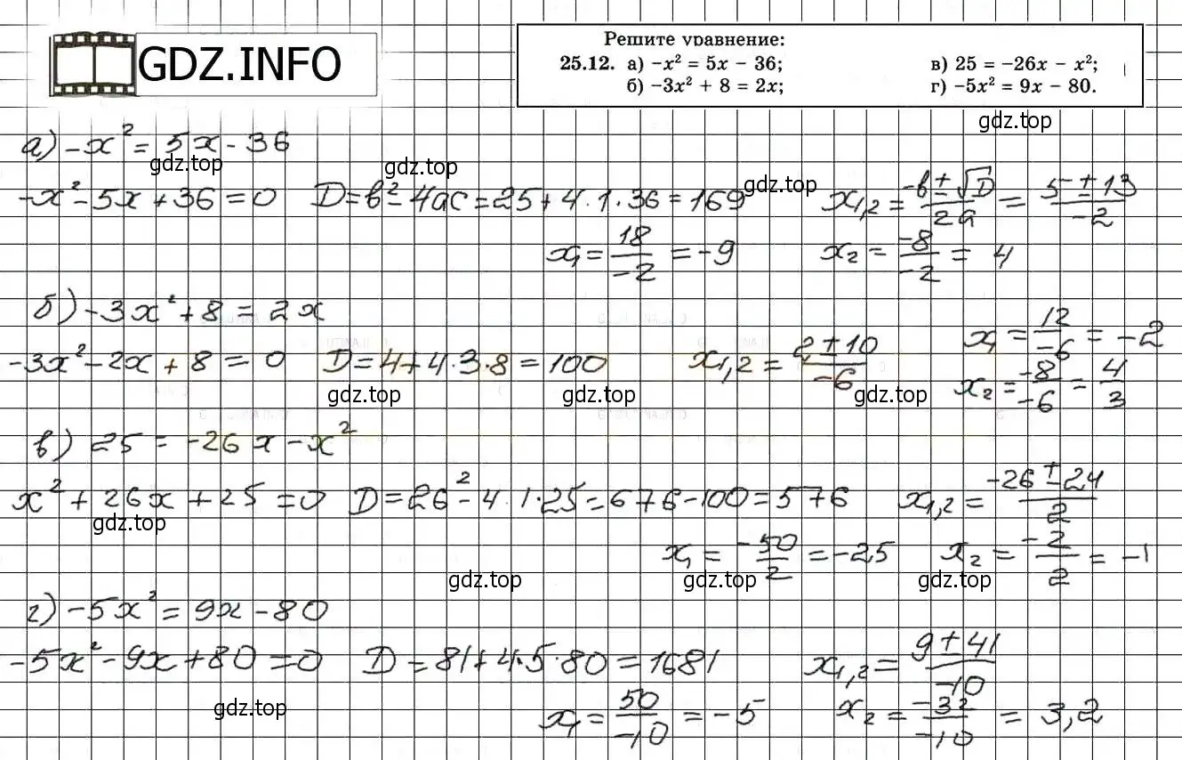 Решение 3. номер 28.12 (25.12) (страница 162) гдз по алгебре 8 класс Мордкович, Александрова, задачник 2 часть