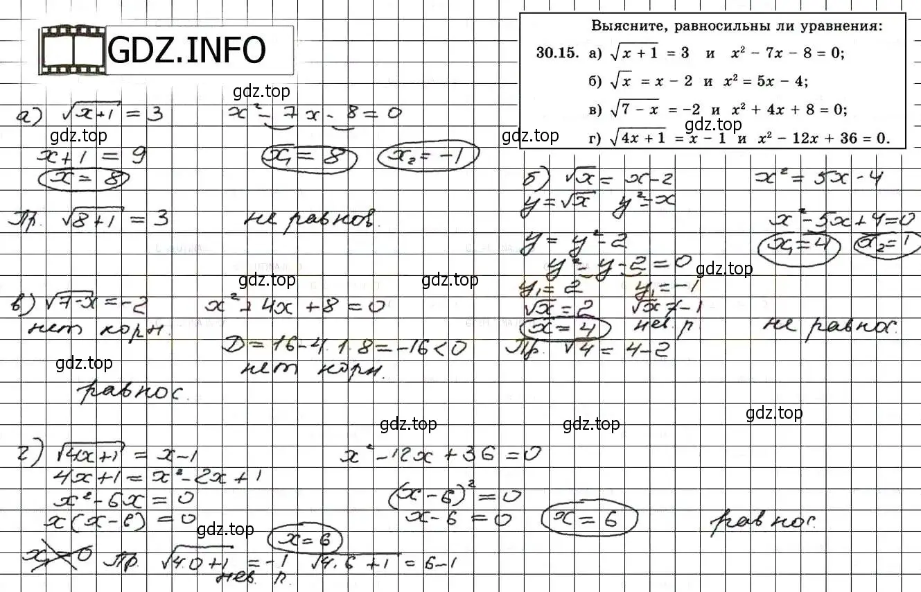 Решение 3. номер 33.15 (30.15) (страница 188) гдз по алгебре 8 класс Мордкович, Александрова, задачник 2 часть