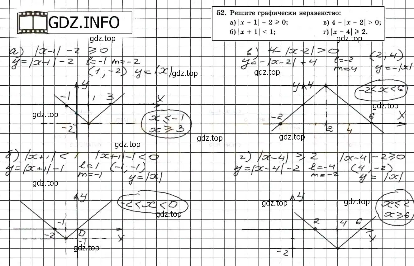 Решение 3. номер 52 (страница 226) гдз по алгебре 8 класс Мордкович, Александрова, задачник 2 часть