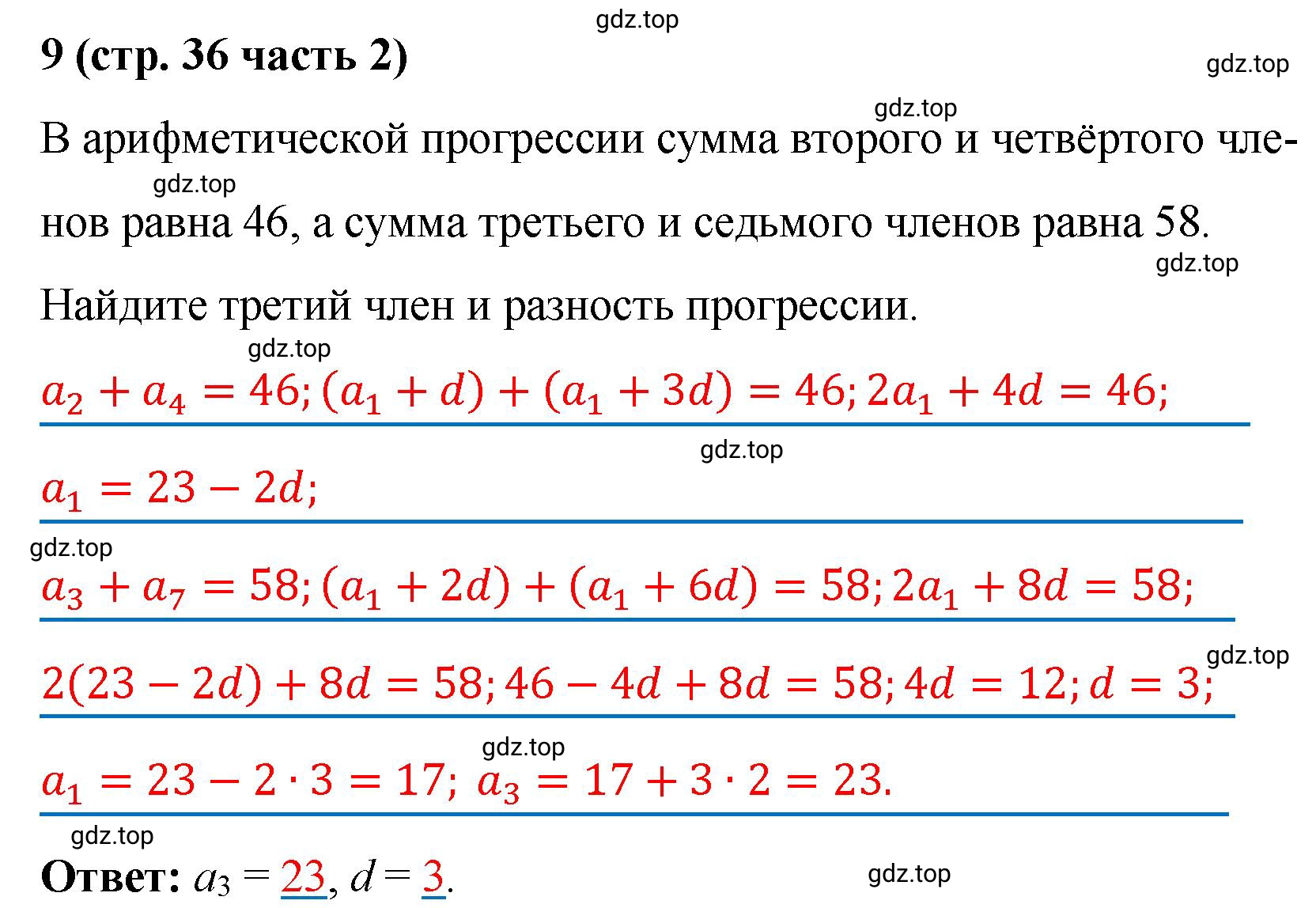 Решение номер 9 (страница 36) гдз по алгебре 9 класс Крайнева, Миндюк, рабочая тетрадь 2 часть