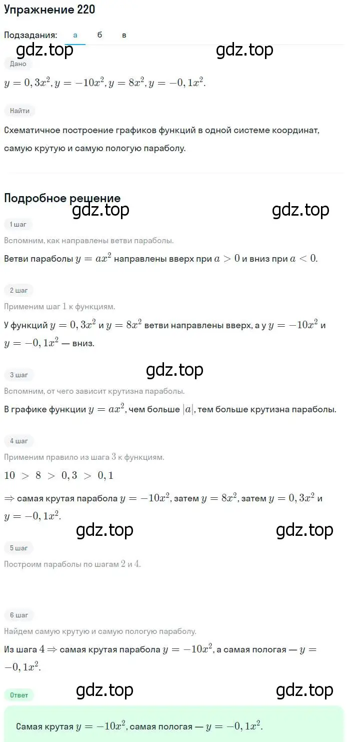 Решение № 220 (страница 88) гдз по алгебре 9 класс Дорофеев, Суворова, учебник