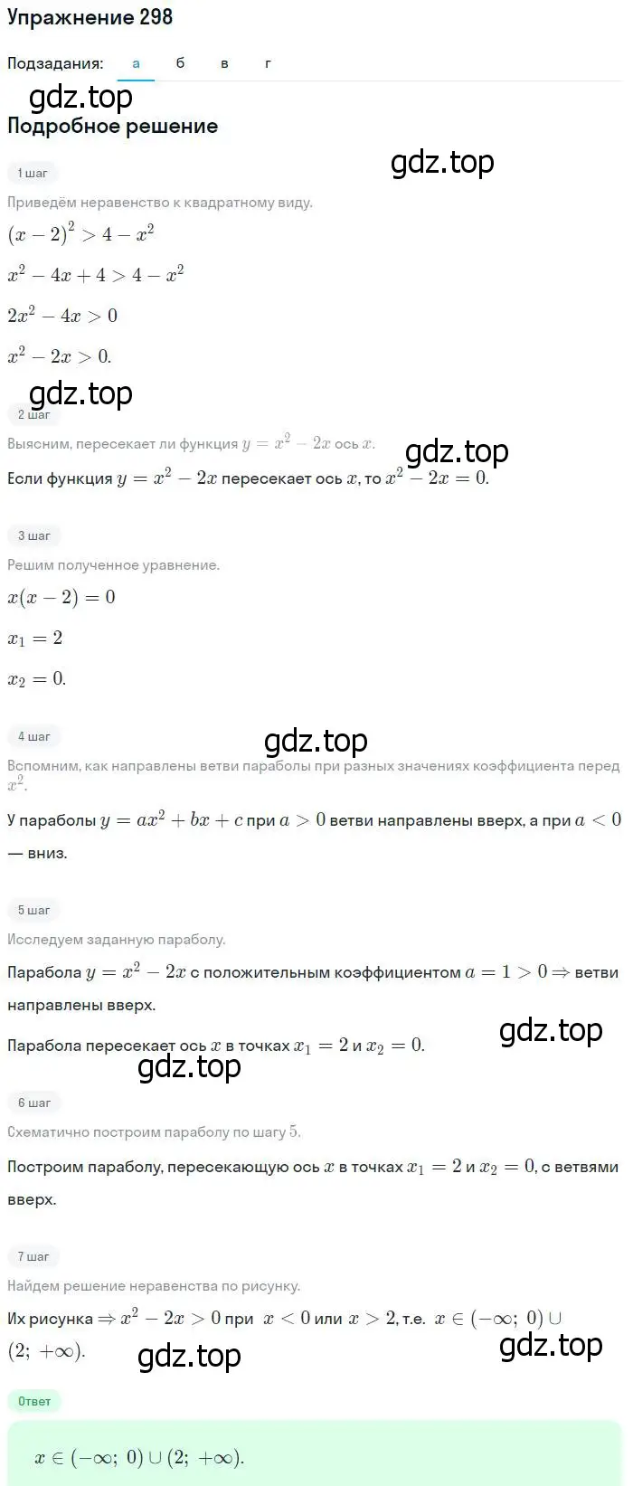 Решение № 298 (страница 119) гдз по алгебре 9 класс Дорофеев, Суворова, учебник