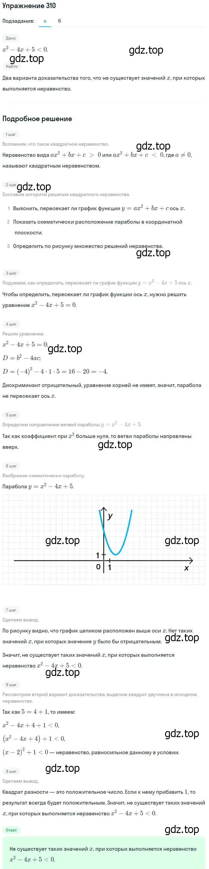 Решение № 310 (страница 121) гдз по алгебре 9 класс Дорофеев, Суворова, учебник