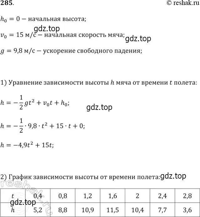 Решение 2. № 285 (страница 113) гдз по алгебре 9 класс Дорофеев, Суворова, учебник