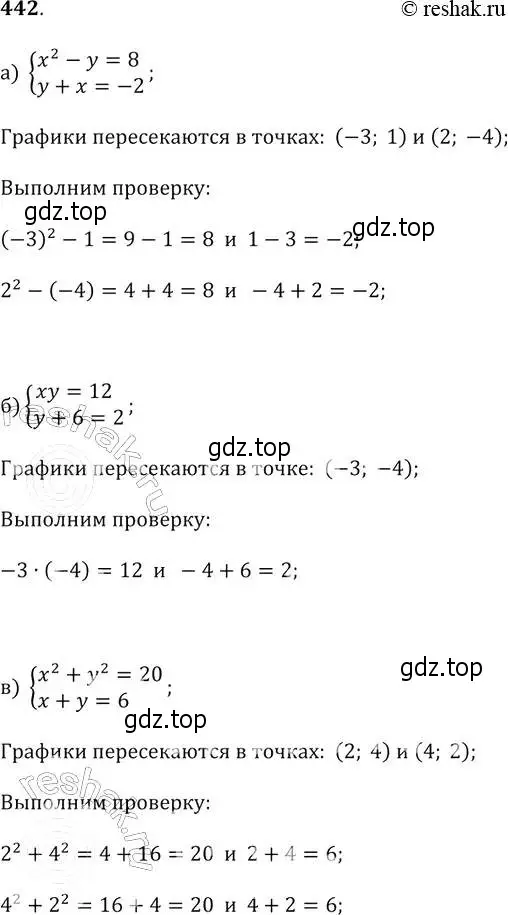 Решение 2. № 442 (страница 182) гдз по алгебре 9 класс Дорофеев, Суворова, учебник