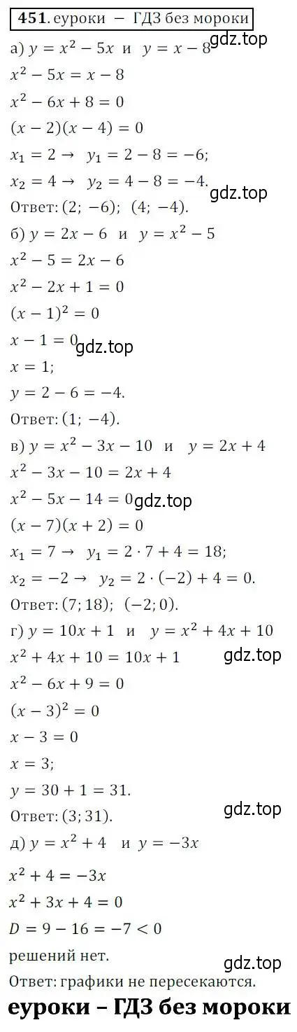 Решение 3. № 451 (страница 185) гдз по алгебре 9 класс Дорофеев, Суворова, учебник