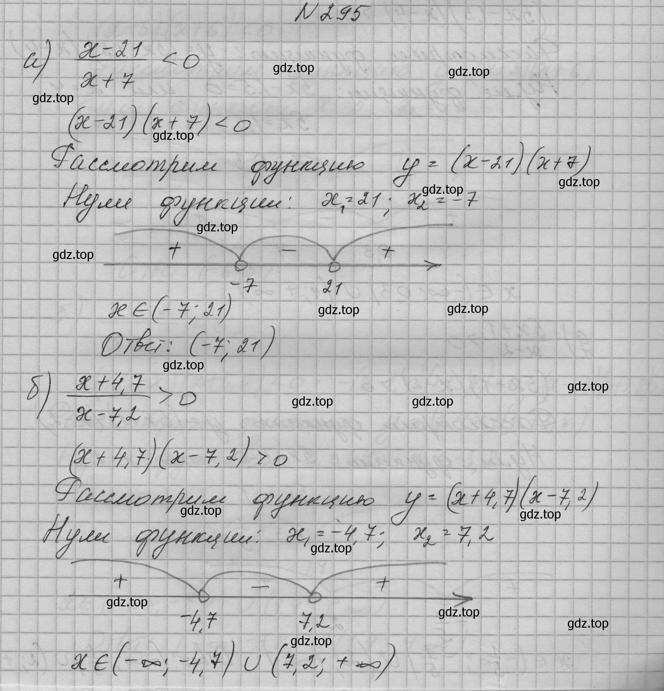 Решение номер 295 (страница 97) гдз по алгебре 9 класс Макарычев, Миндюк, учебник