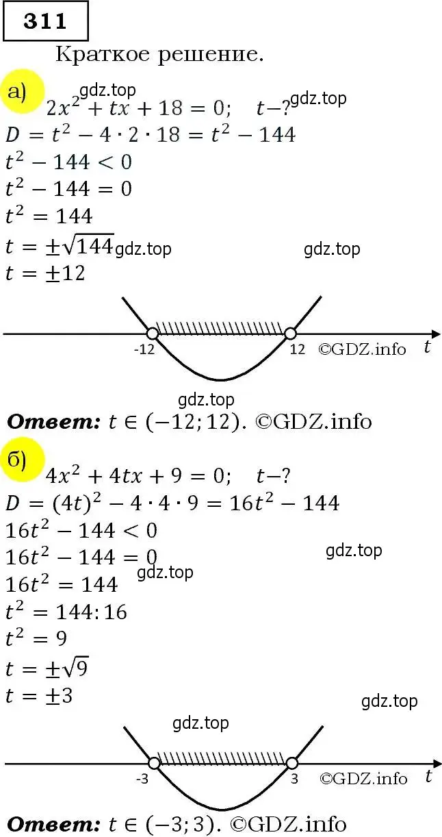 Решение 3. номер 311 (страница 91) гдз по алгебре 9 класс Макарычев, Миндюк, учебник
